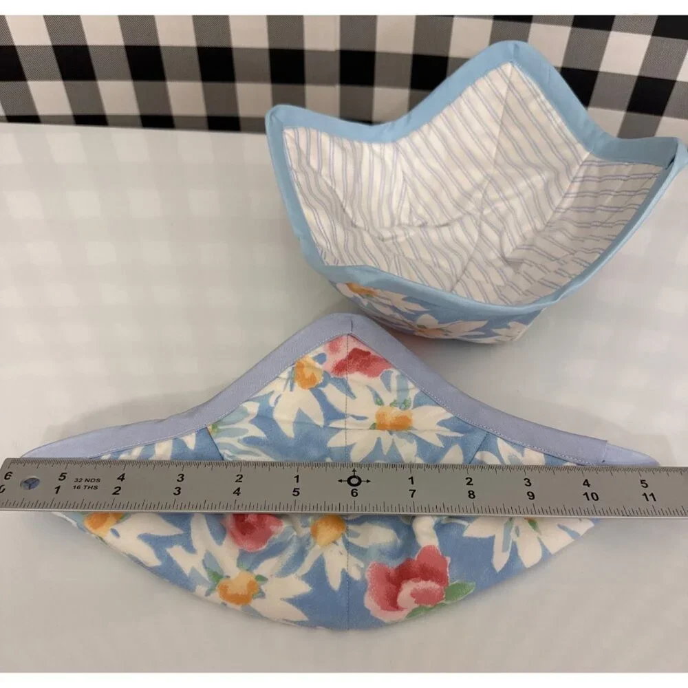 Handmade FLORAL PRINT Microwave Safe Bowl‎ Cozy Reversible Quilted Cozie Medium